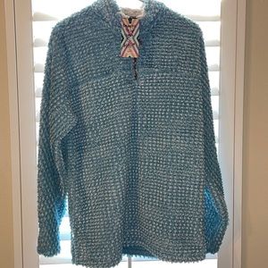 NWT Dobby Pile True Grit 1/4 zip Aqua Small
